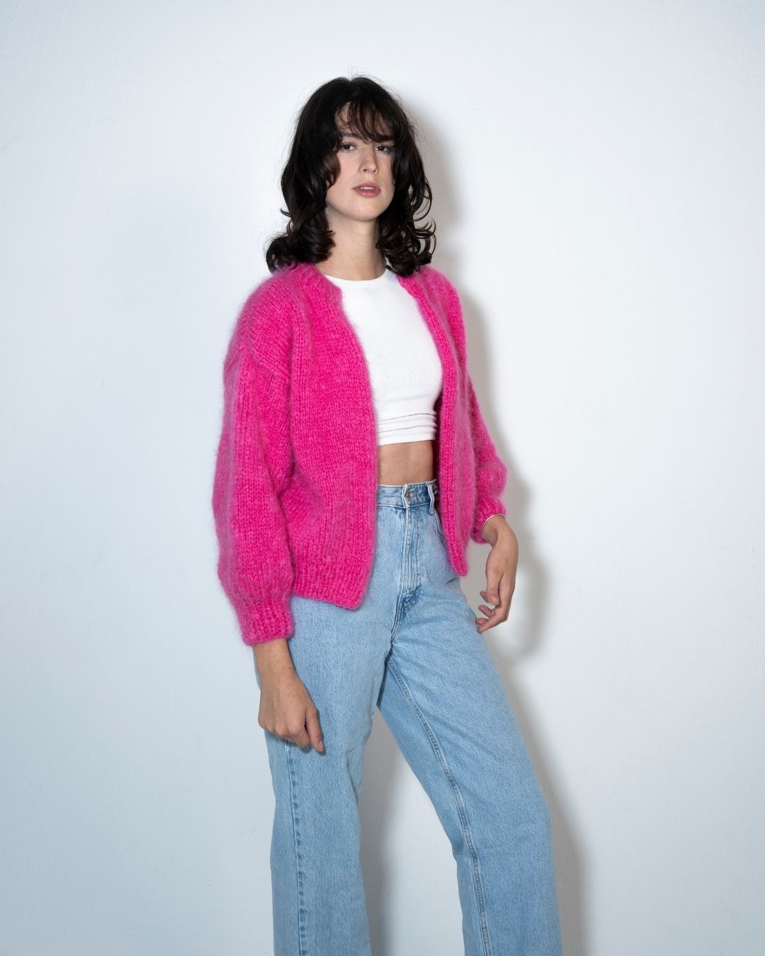 Mohair Cardigan Single Knit | Cerise