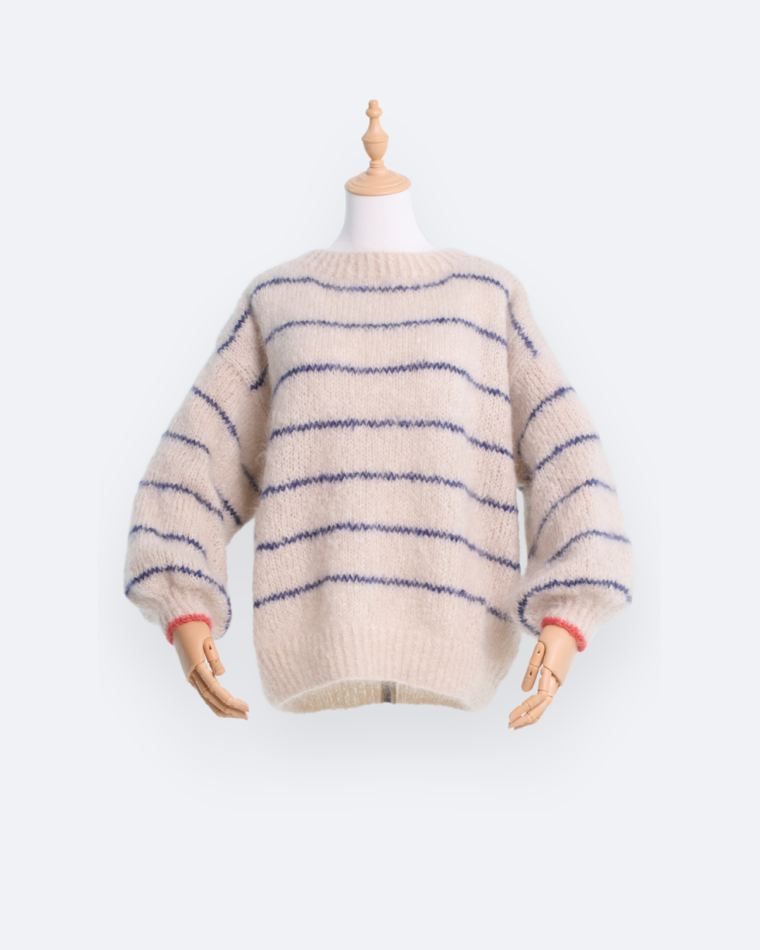 Mohair Jersey Single Knit | Linen with Navy Stripe