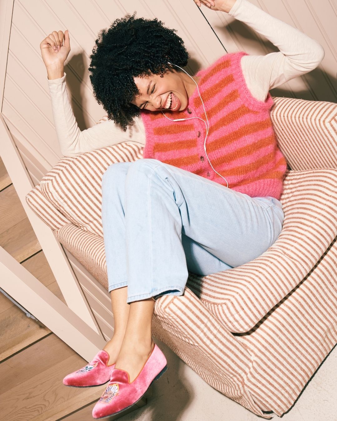 Mohair Vest | Cerise and Tomato Stripes